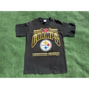 Vintage Salem 1995 NFL Pittsburgh Steelers T-Shirt Black Medium Tee USA